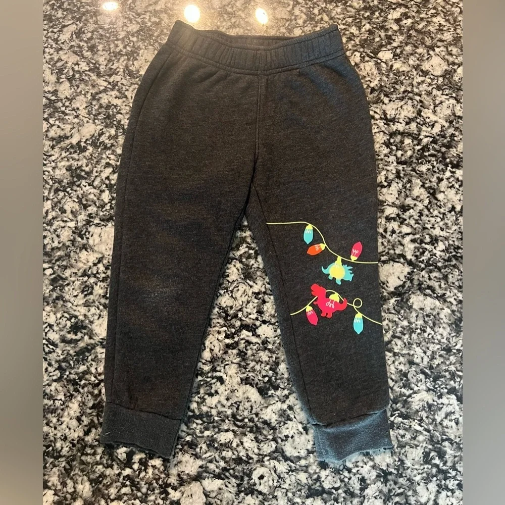 toddler boy Christmas outfit 2 piece set lights Dinosaur, size 3T (0833)